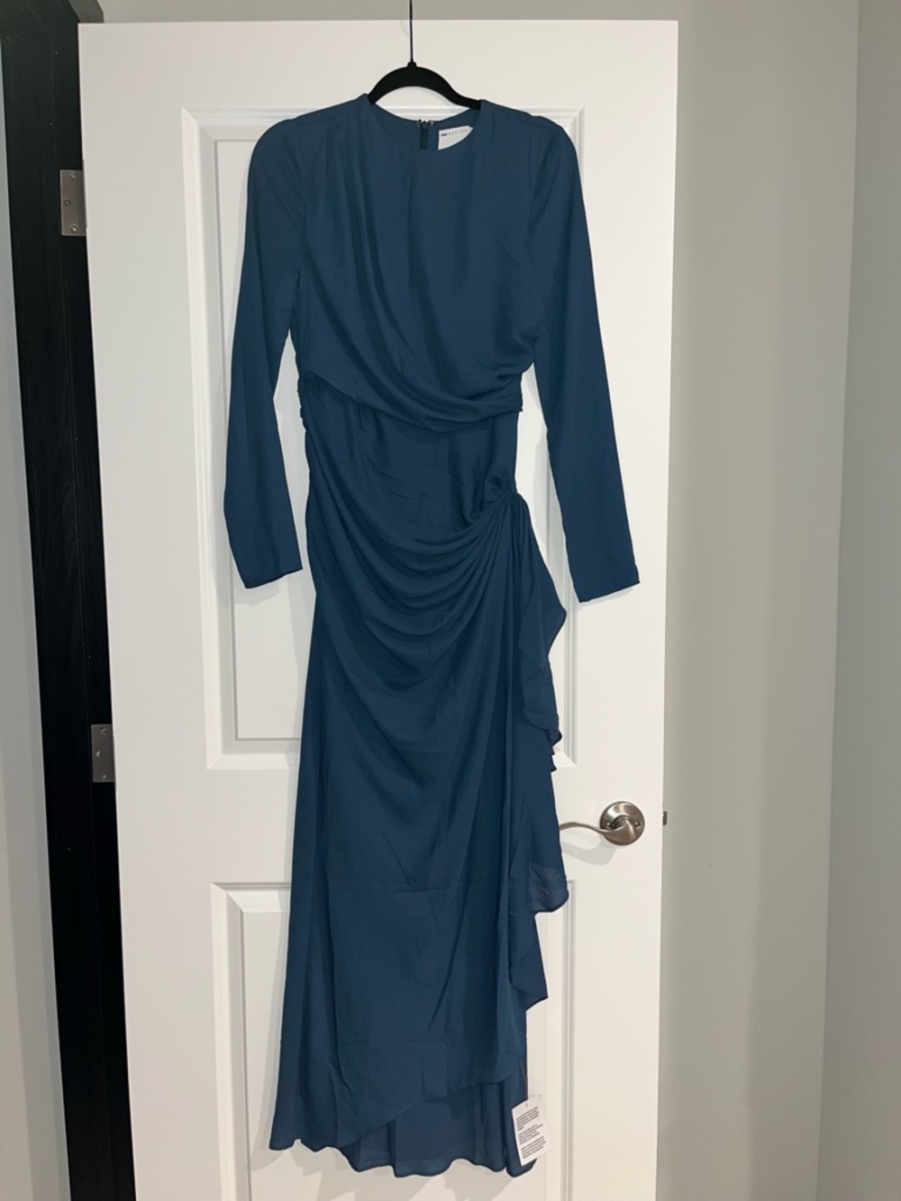 ASOS Teal Long-Sleeve Draped Maxi Dress